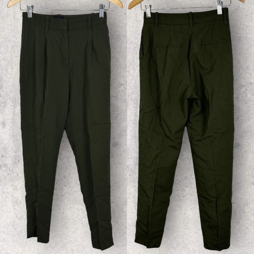Frank and Oak Green‎ Wool Dress Pants Womens Size 2 High Rise Stretch Trousers